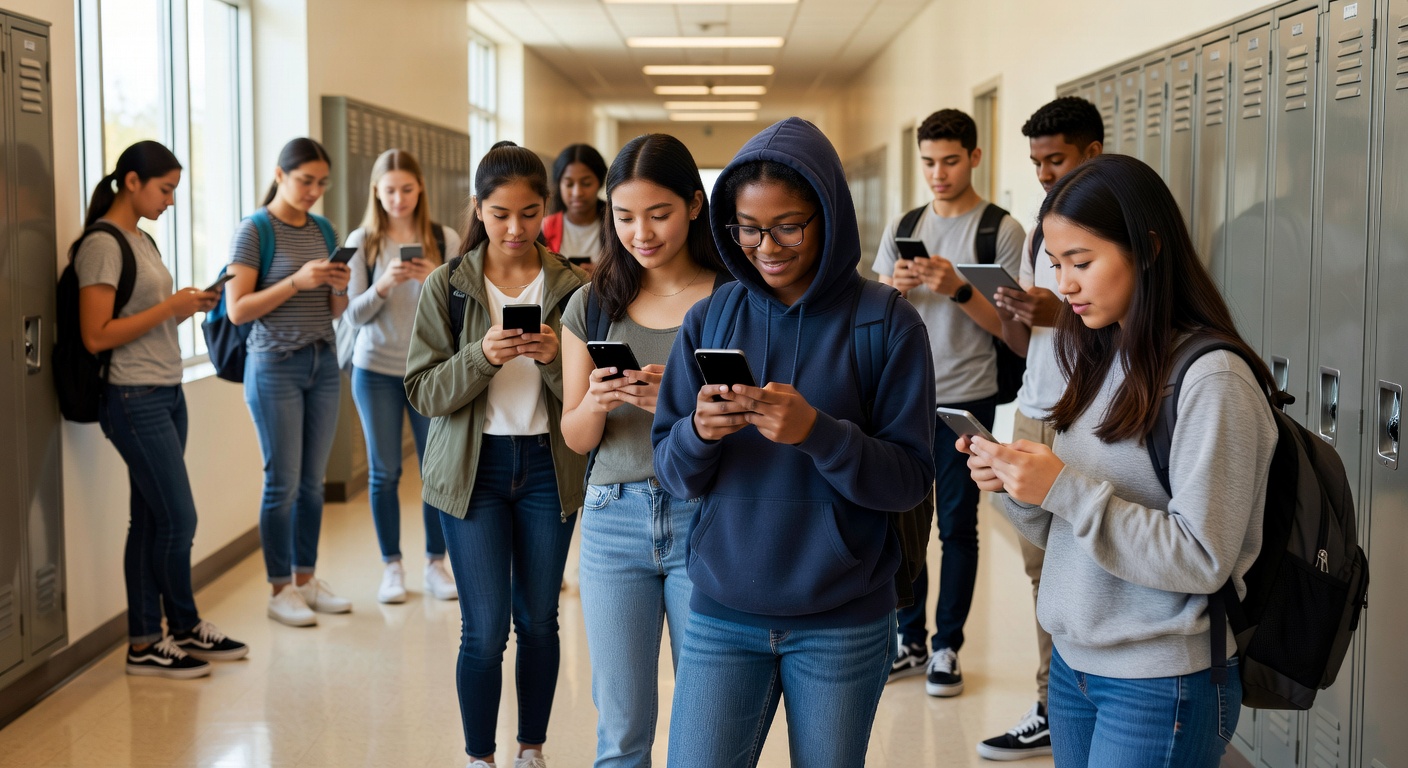 Students using school payment on mobile devices