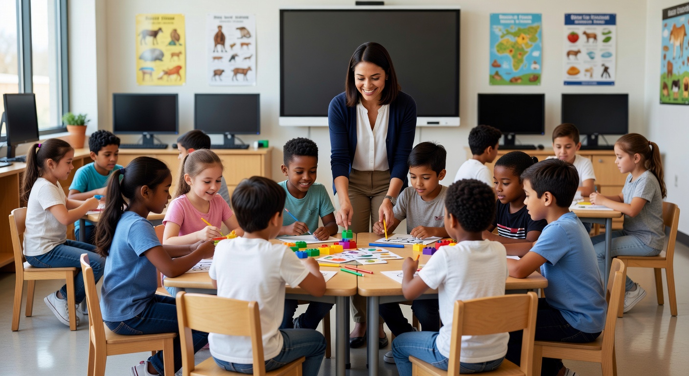 Children learning together with teacher support