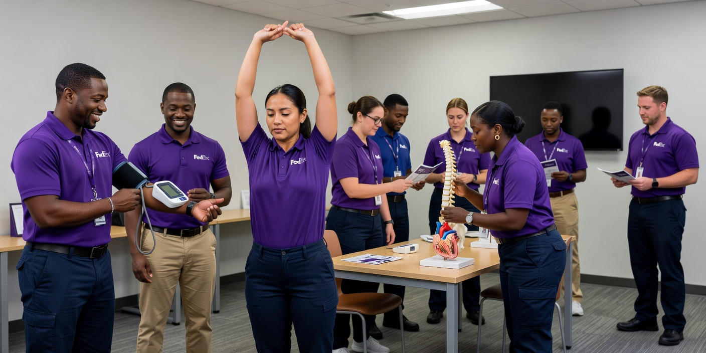 FedEx employees wellness healthcare icons