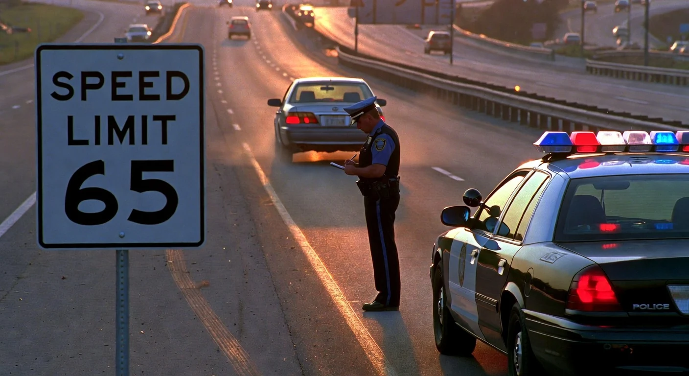 Law enforcement car and traffic court documents