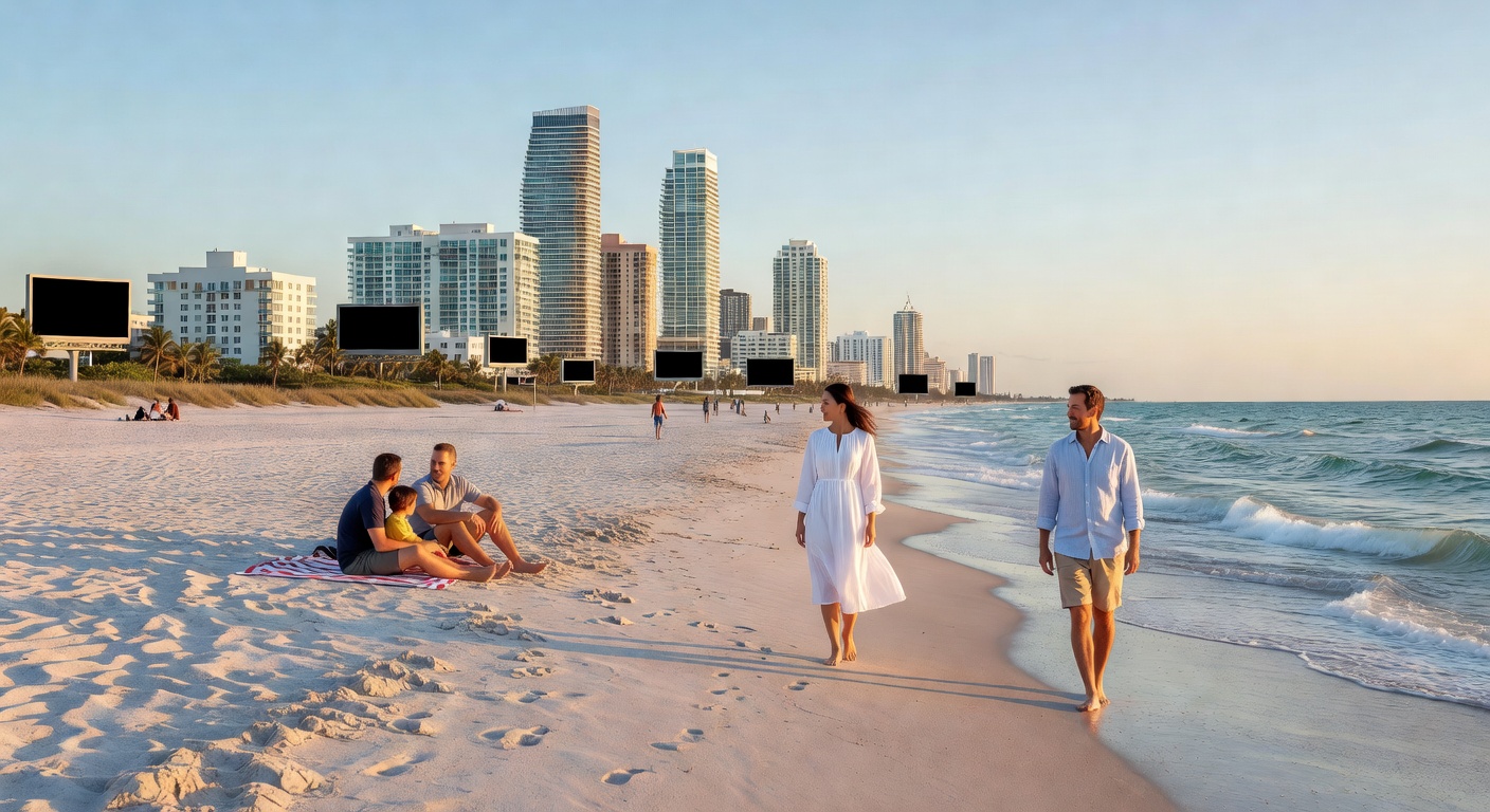 Miami beach and skyline