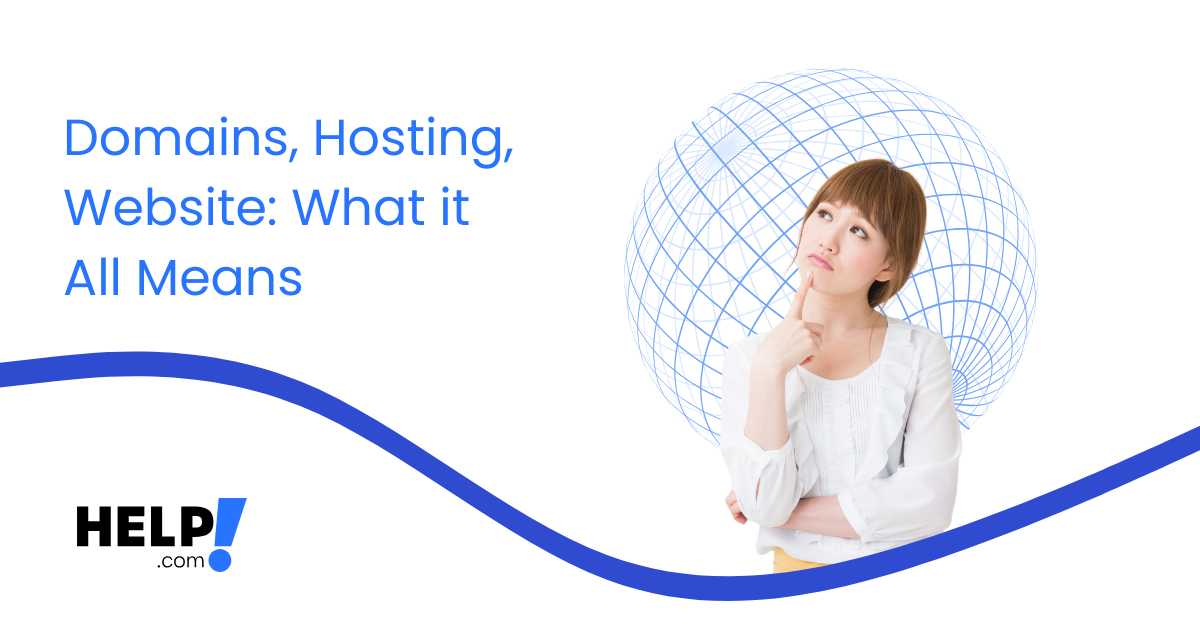 woman thinking about websites, domains and webhosting